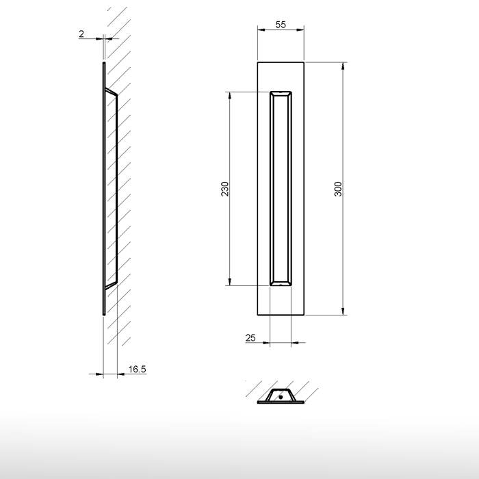 Rectangular Flush pull - 2639
