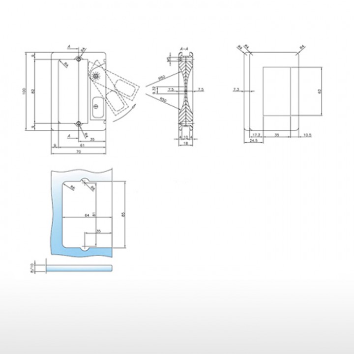 Flush handle M027 - Technical drawing