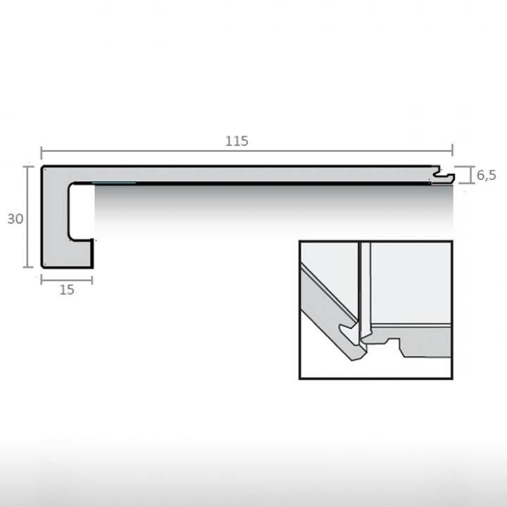 Perfil de Escada SPC 30x115x1200 mm – desenho técnico