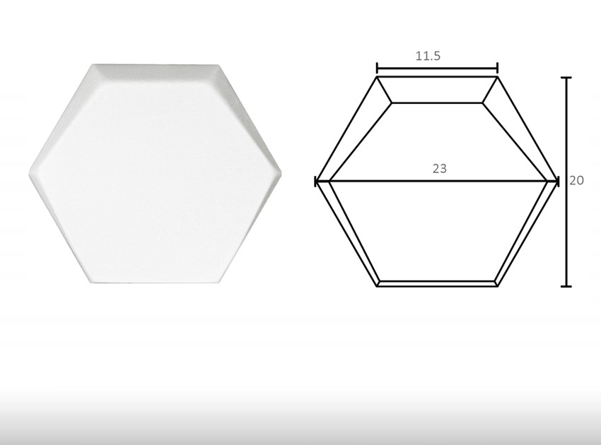 Painel decorativo de parede 3D GS – Hexagonal - desenho tecnico